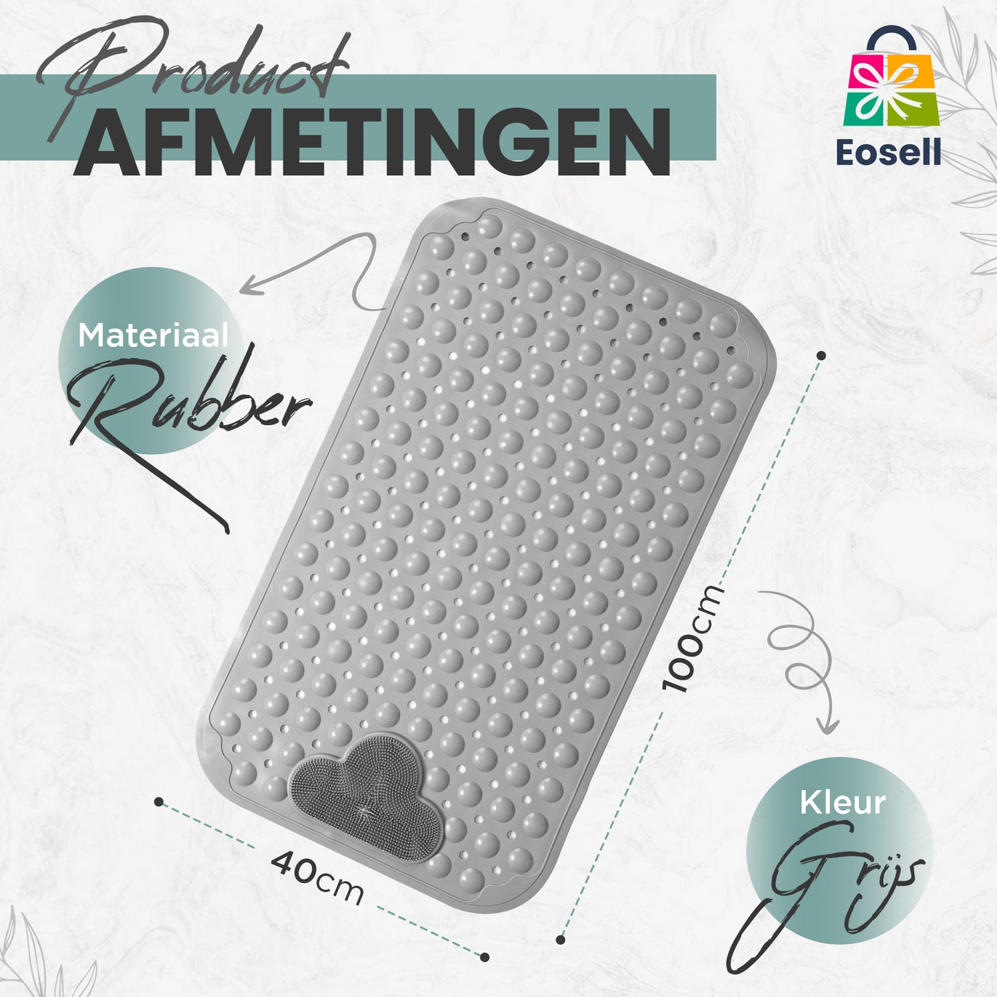 Eosell®-Antislip Douchemat Grijs