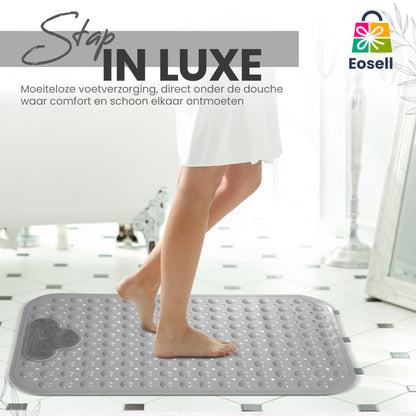 Eosell®-Tapis de douche antidérapant Gris-Tapis de douche avec antidérapant et aspiration Caps-40x70 cm-Lavable en machine-Fonction massage-Gris | Tapis de douche fiable et sûr pour une expérience de douche confortable