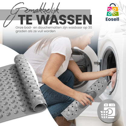 Eosell®-Tapis de douche antidérapant Gris-Tapis de douche avec antidérapant et aspiration Caps-40x70 cm-Lavable en machine-Fonction massage-Gris | Tapis de douche fiable et sûr pour une expérience de douche confortable