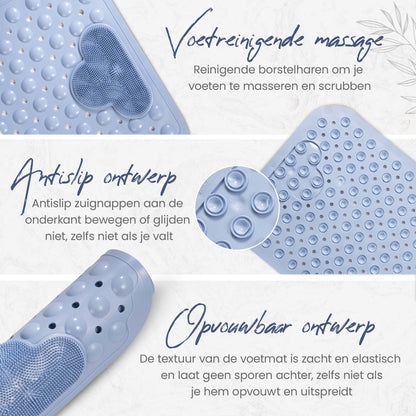 Eosell®-Antislip Douchemat blauwe douchemat met antislip en zuignappen - 40 x 70 cm - machinewasbaar - voorzien van massagefunctie - blauw